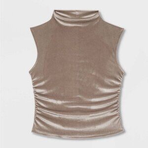 A New Day Target Velour Ruched Top Brown S Small Stretch Soft